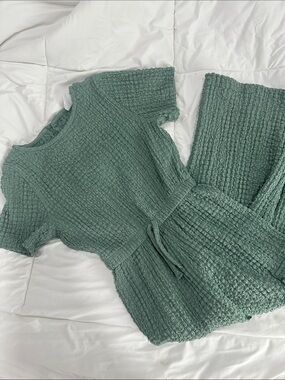 Zara Kids Textured Knit One-Piece in Sage Green